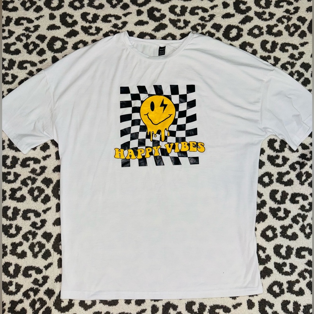 SHEIN White Tee with Yellow Graphic